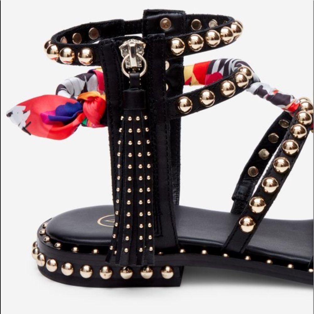 NEW Ash black Pareo leather and silk gladiator sandals 11M - Picture 3 of 10